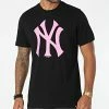 Remise 🎁 Tee 👚 Shirt New York Yankees Imprint Echo Noir Rose Fluo de '47 Brand 👍