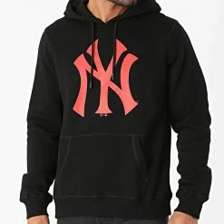 Sortie 😍 Sweat Capuche New York Yankees 548199 Noir Rouge de '47 Brand ❤️