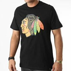 Promo 😉 Tee 👕 Shirt Chicago Blackhawks Noir de '47 Brand ✔️
