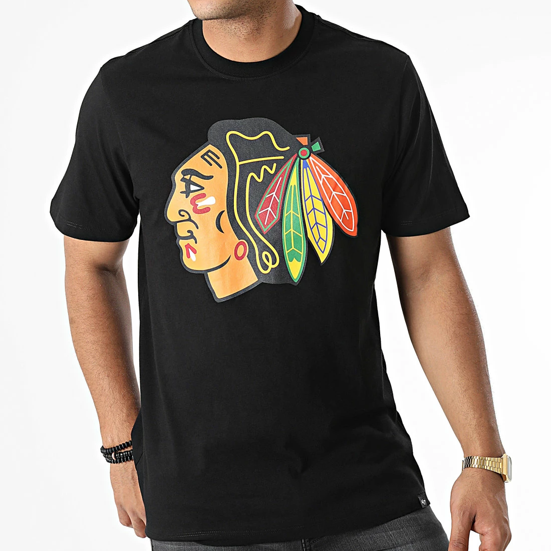Promo 😉 Tee 👕 Shirt Chicago Blackhawks Noir de '47 Brand ✔️ 5 Promo 😉 Tee 👕 Shirt Chicago Blackhawks Noir de '47 Brand ✔️ – Image 3