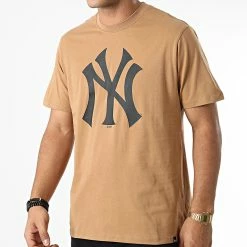 Meilleure affaire ⭐ Tee 👕 Shirt New York Yankees Imprint Echo Marron de '47 Brand 🔥