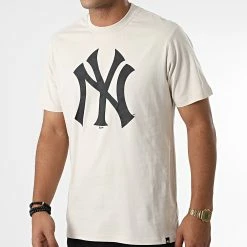 Meilleur prix 😍 Tee 👕 Shirt New York Yankees Imprint Echo Beige de '47 Brand 🌟