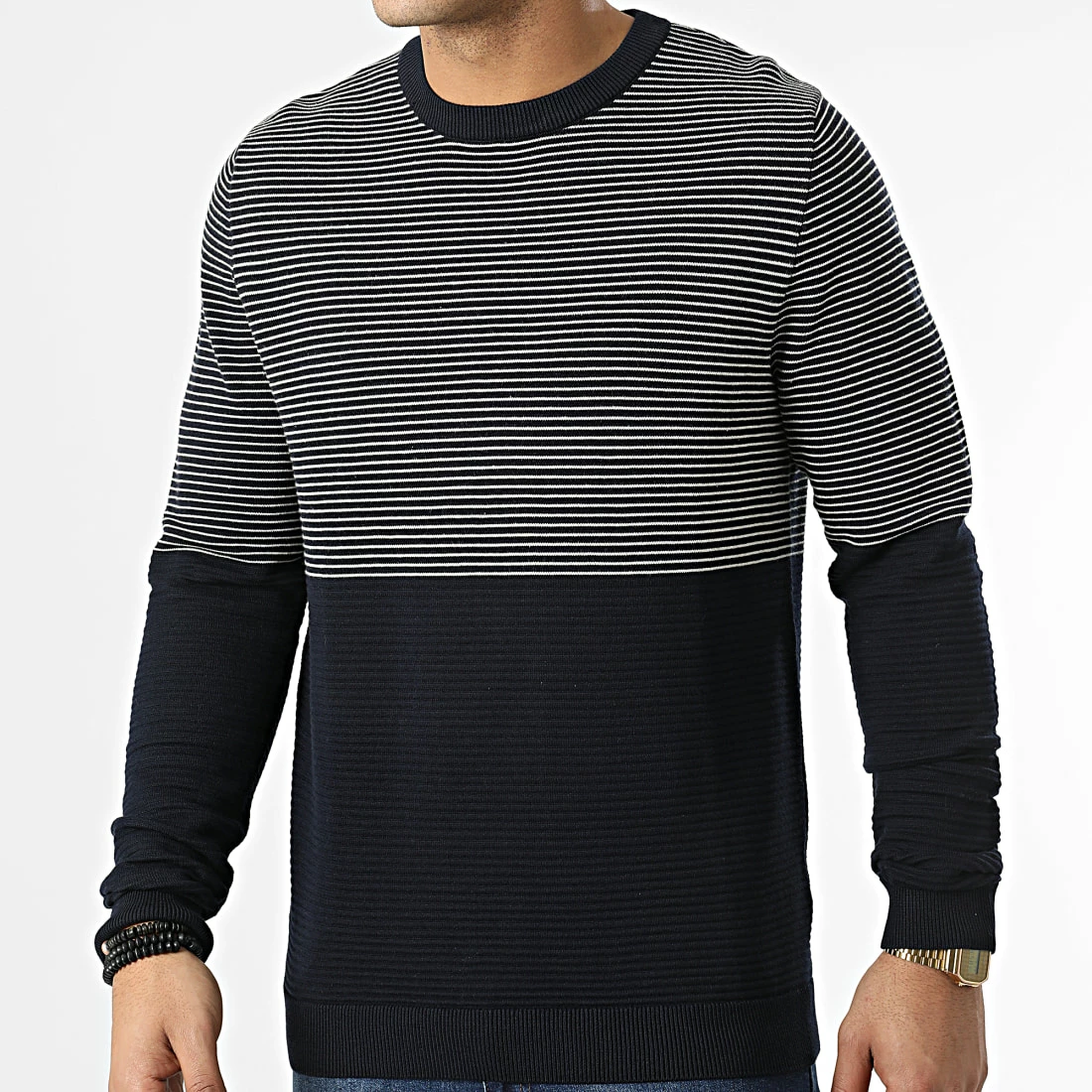 Le moins cher 💯 Pull A Rayures Bwo Jasper Bleu Marine de Produkt ⌛