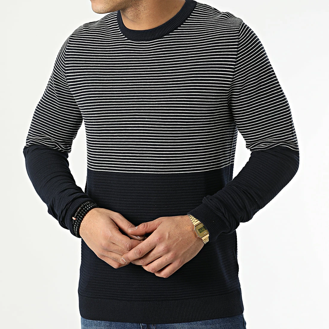 Le moins cher 💯 Pull A Rayures Bwo Jasper Bleu Marine de Produkt ⌛ – Image 3