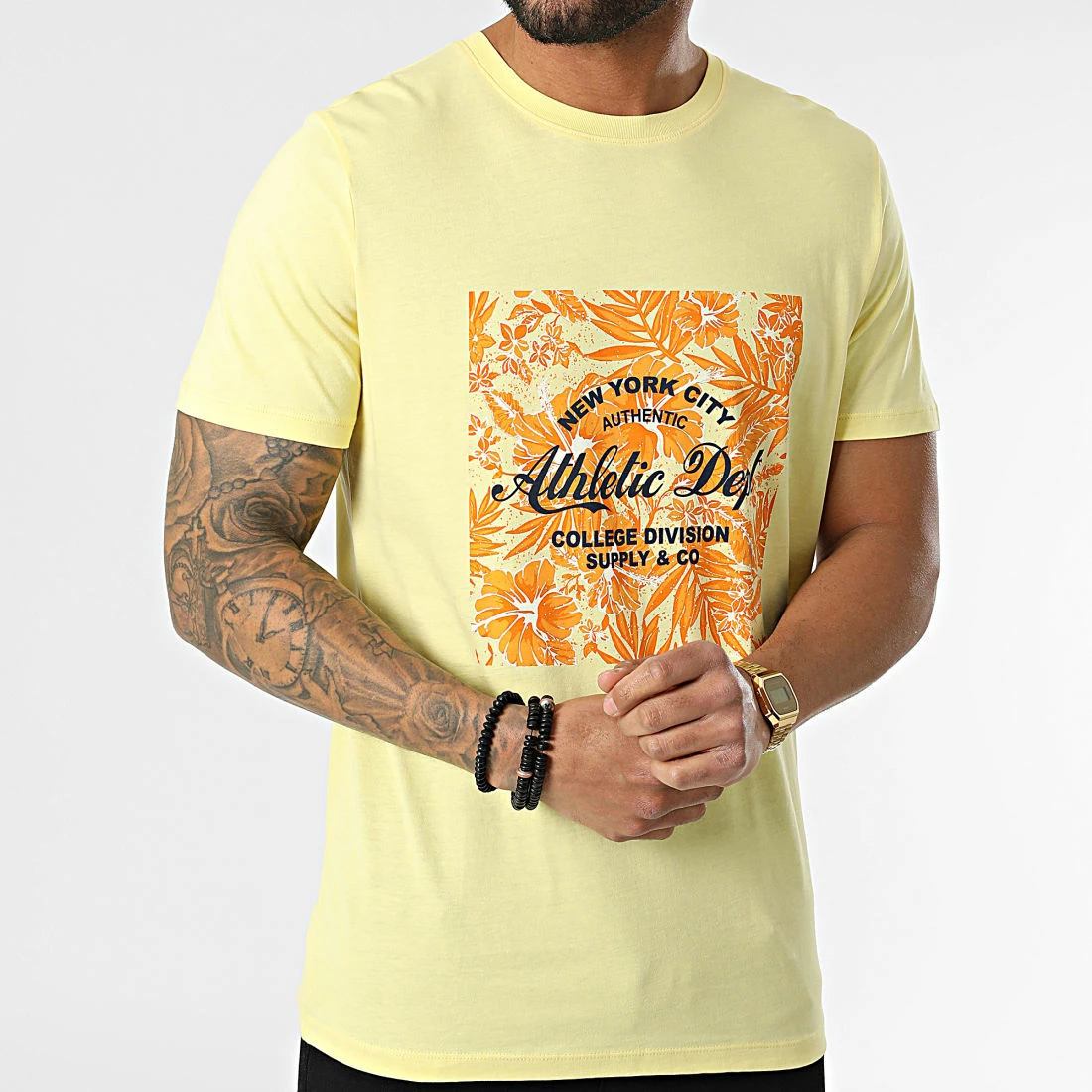 Le moins cher 👍 Tee 👕 Shirt GMS Adam Jaune Floral de Produkt 👏 – Image 3