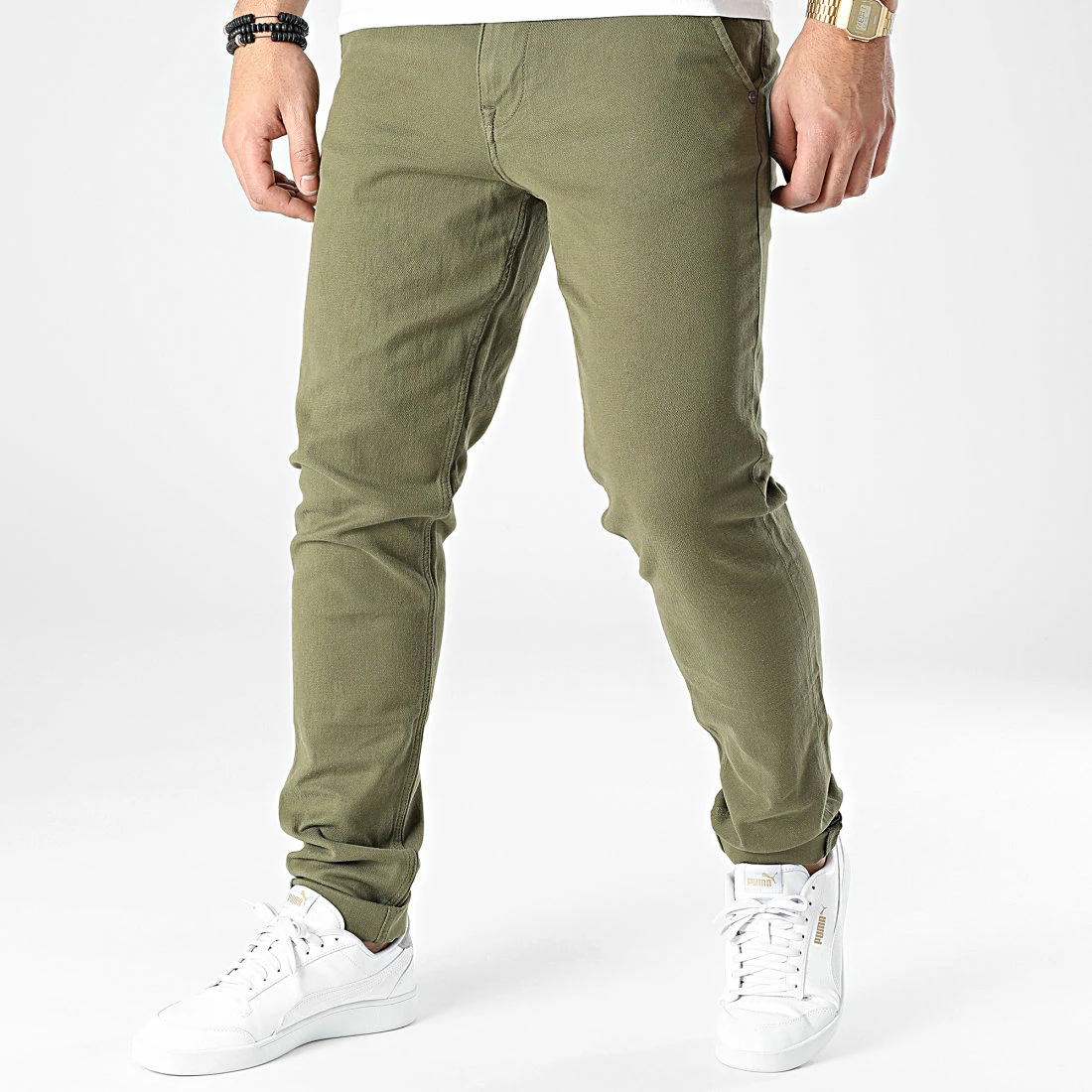 Bon marché 🤩 Pantalon Chino AKM James Vert Kaki de Produkt 👍