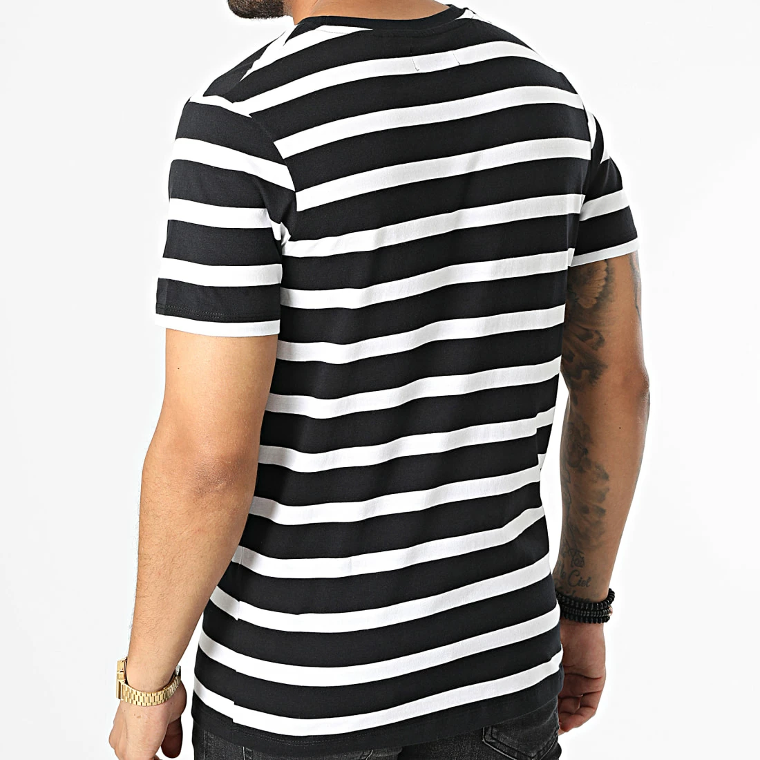 Bon marché 👍 Tee 👕 Shirt A Rayures GMS Stan Noir Blanc de Produkt 🧨 – Image 4