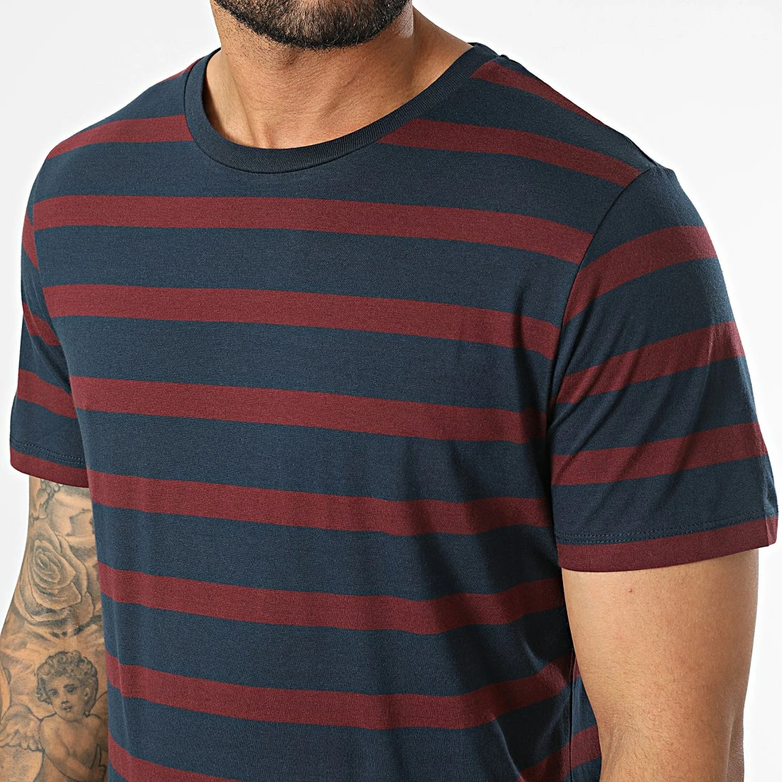 Meilleur prix ✔️ Tee 👕 Shirt A Rayures GMS Stan Bleu Marine Bordeaux de Produkt 😀 – Image 2