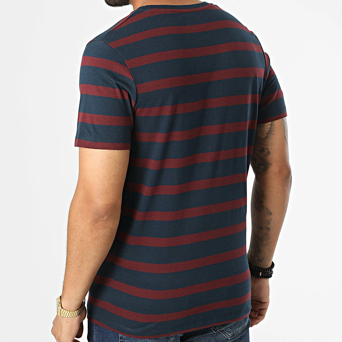 Meilleur prix ✔️ Tee 👕 Shirt A Rayures GMS Stan Bleu Marine Bordeaux de Produkt 😀 – Image 4