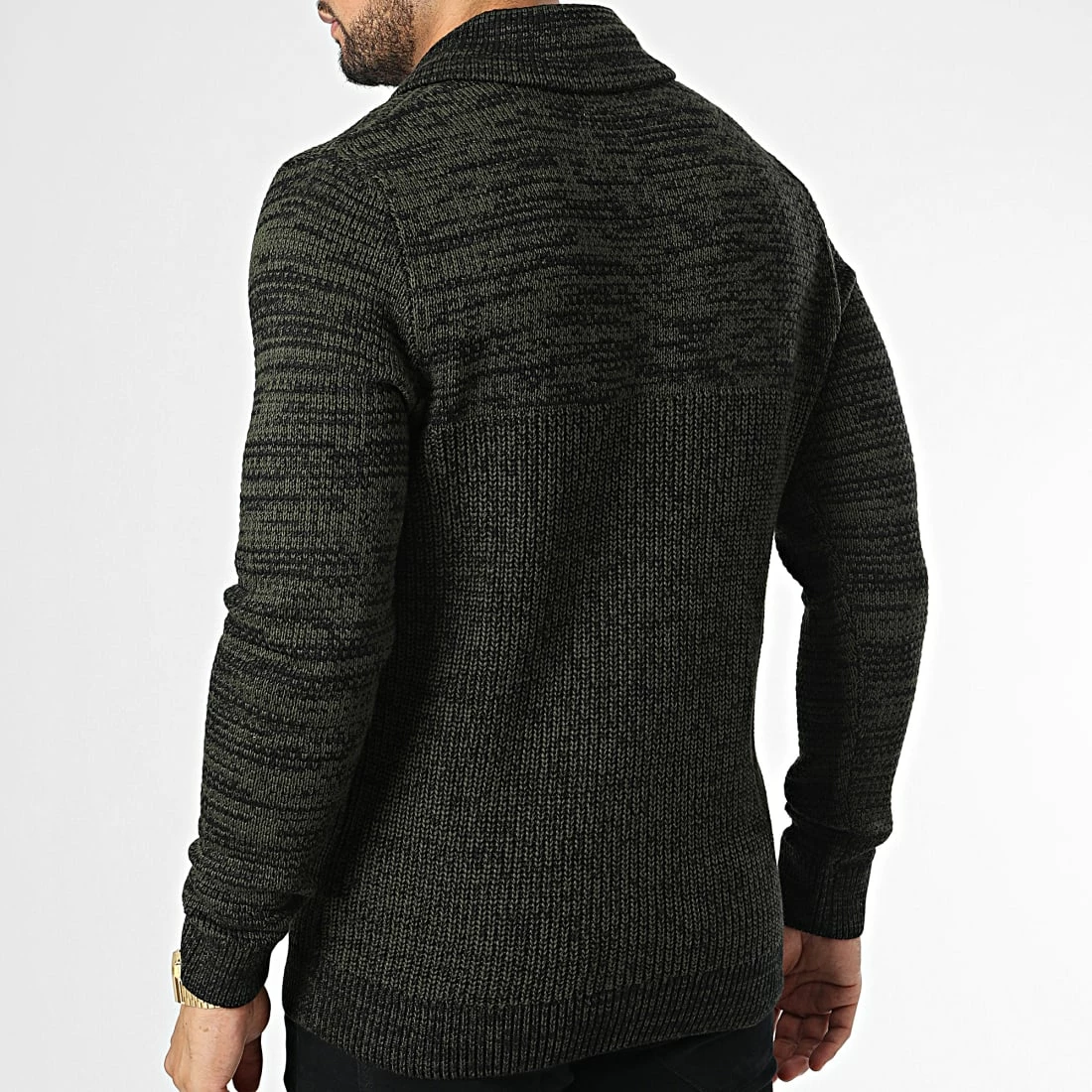 Nouveau ⌛ Pull Col Amplified George Shawl Vert Kaki de Produkt 🌟 – Image 4