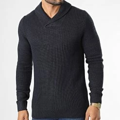 Meilleure affaire 🔔 Pull Col Amplified George Shawl Bleu Marine de Produkt 👏