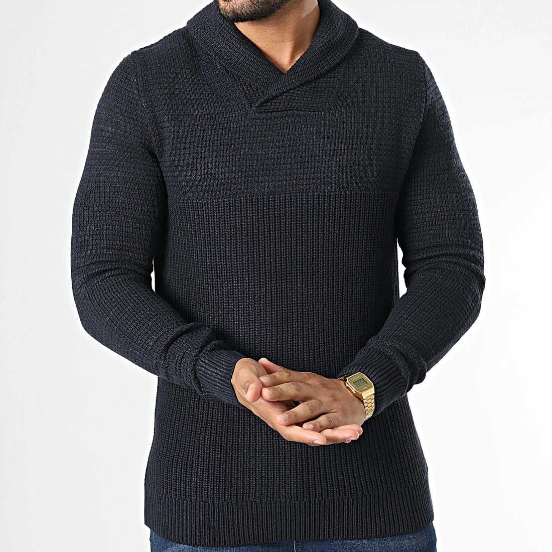 Meilleure affaire 🔔 Pull Col Amplified George Shawl Bleu Marine de Produkt 👏 – Image 3