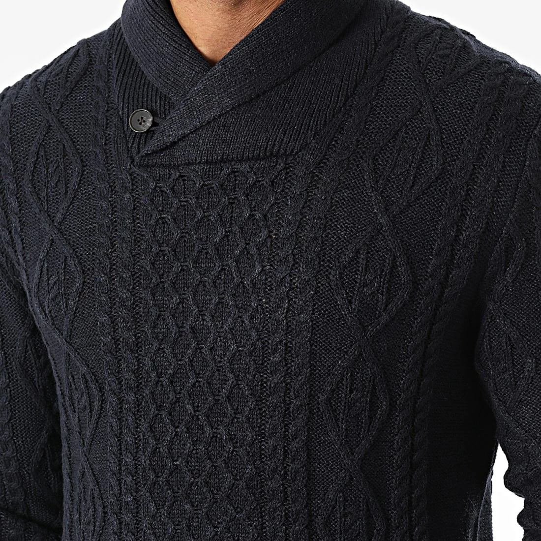 Vente flash 🥰 Pull Col Amplified Bwo Henry Shawl Bleu Marine de Produkt 🥰 – Image 2