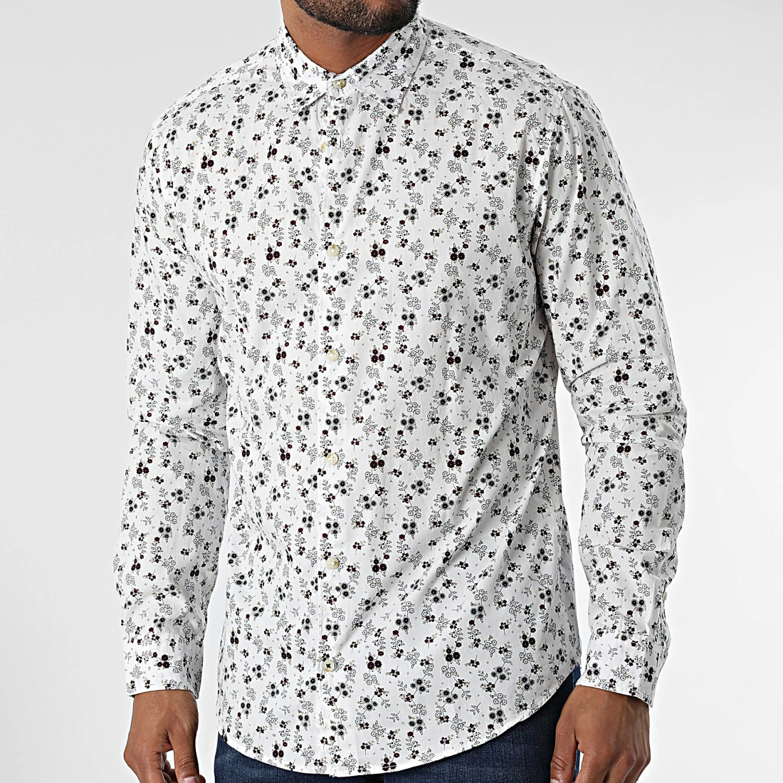 Meilleur prix 🔥 Chemise Manches Longues Floral 12215475 Blanc de Produkt 😀