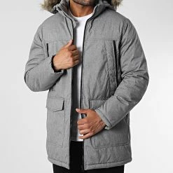 Meilleure vente 🔥 Parka Capuche Fourrure Melvin Gris Chiné de Produkt 🔥